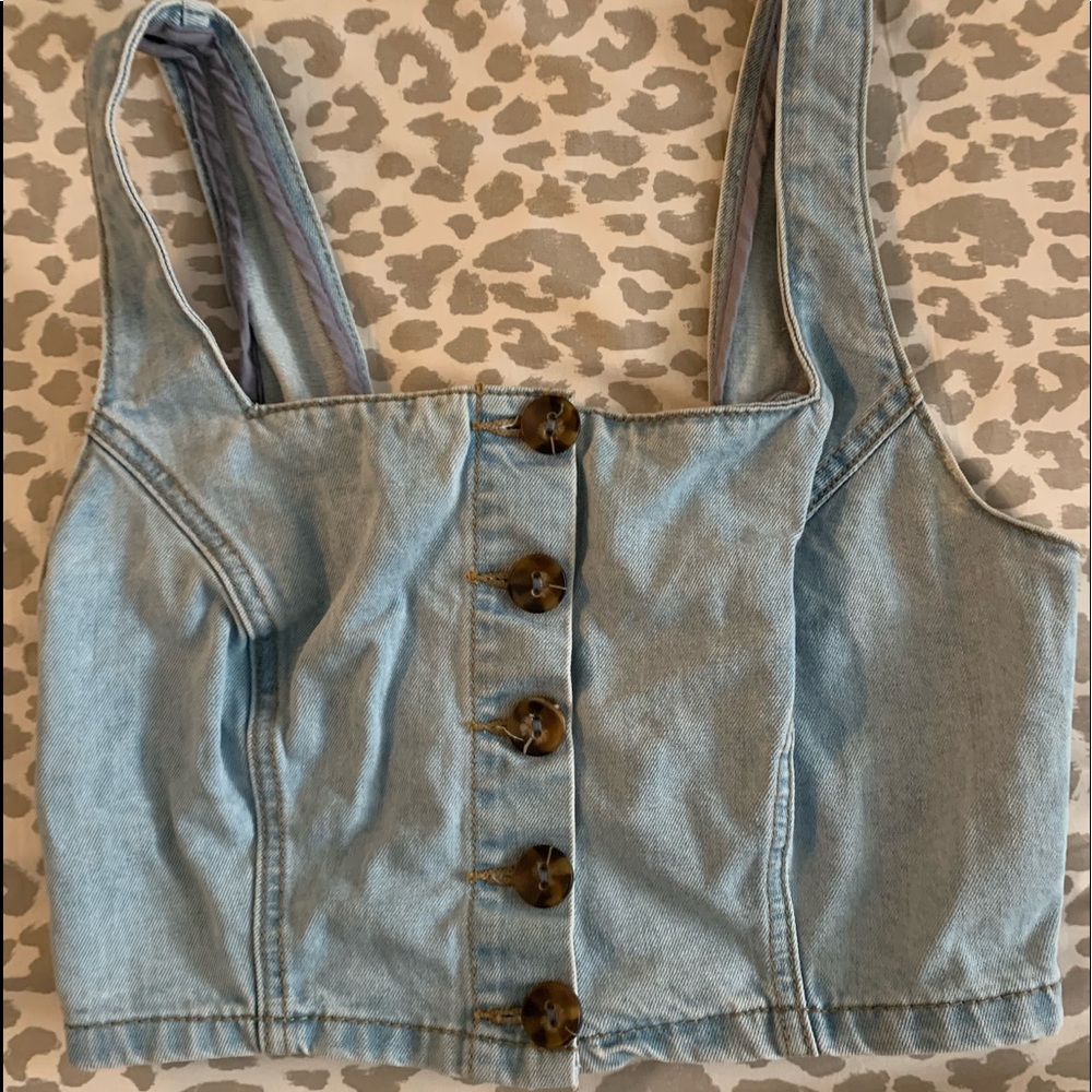 jean crop top from forever 21, size M